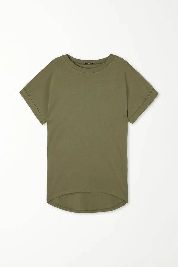 Camiseta de Algodón con Vuelta Kimono