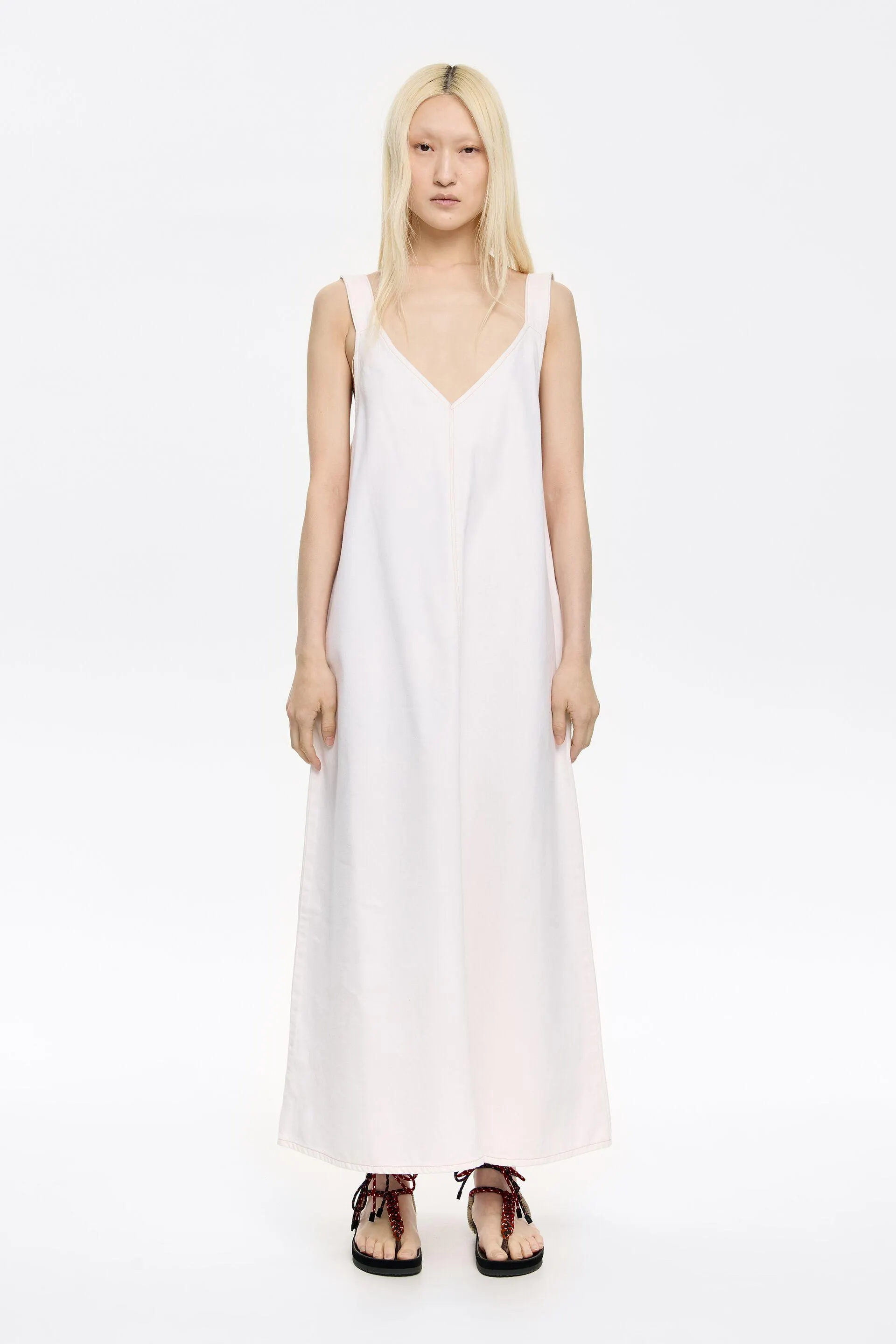 Vestido denim tirantes blanco