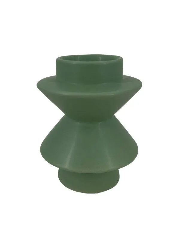 Portavelas asimétrico de cerámica verde