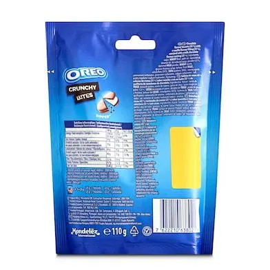 Galletas de cacao rellenas de crema bañadas con chocolate crunchy bites Oreo bolsa 110 g