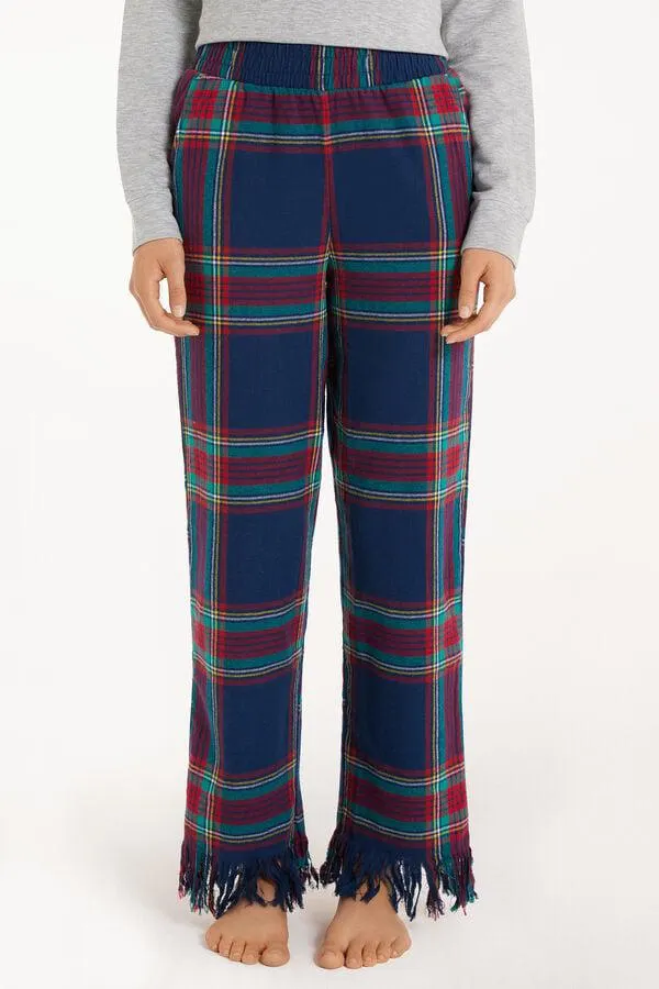 Pantalón Largo de Franela con Flecos