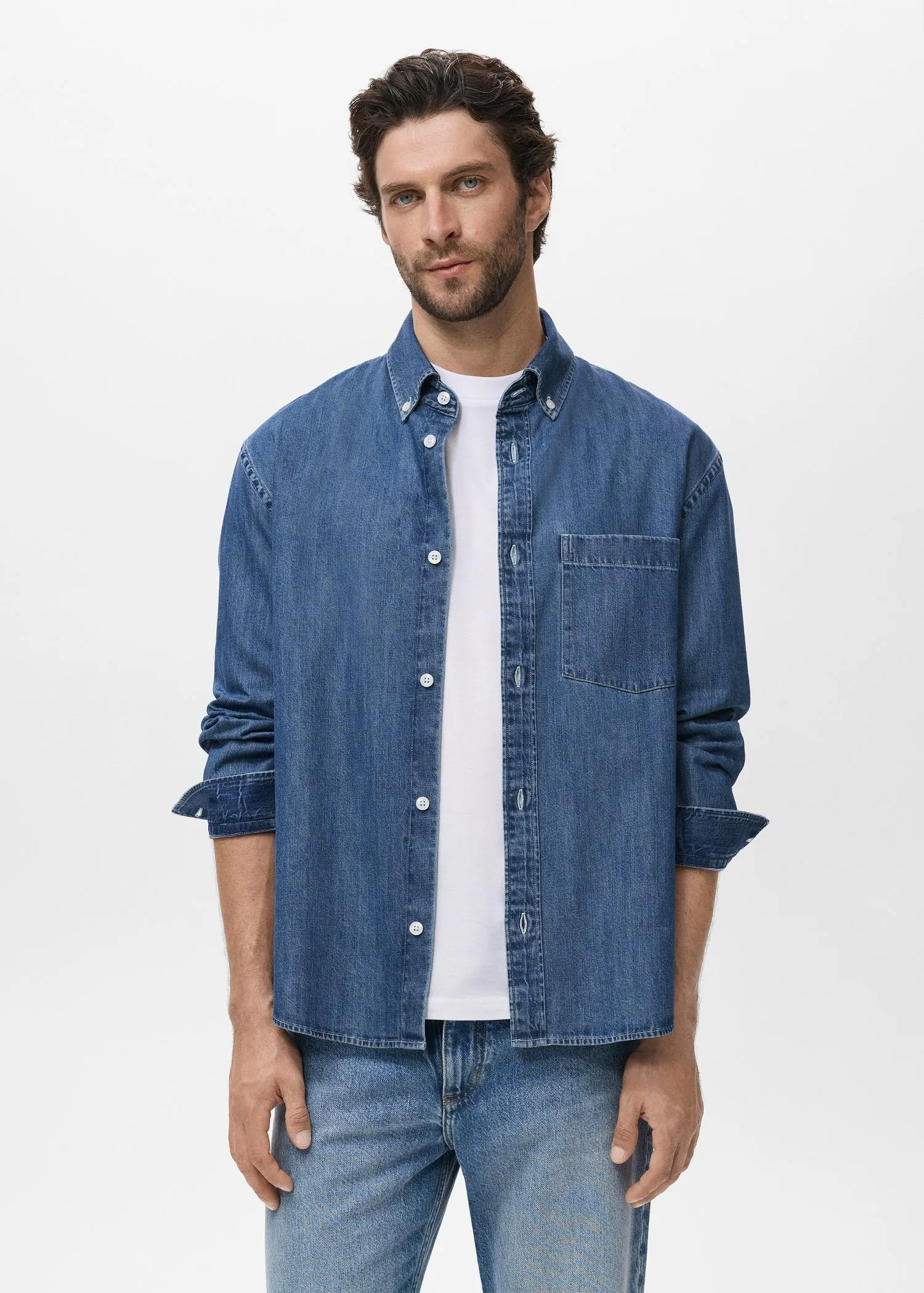 Sobrecamisa denim bolsillo