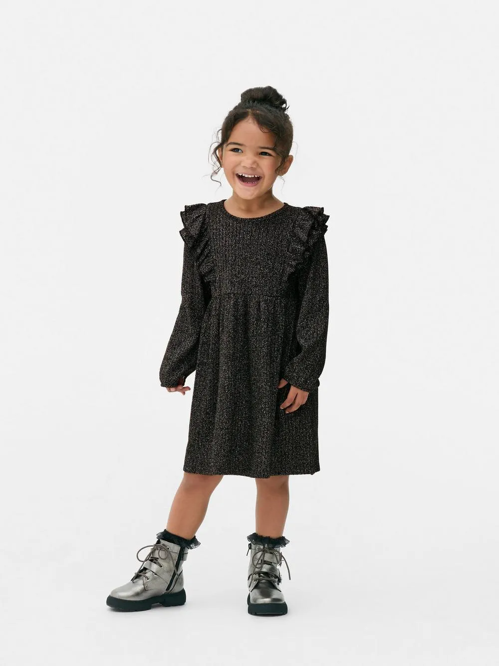 Jurk met glitter en ruches