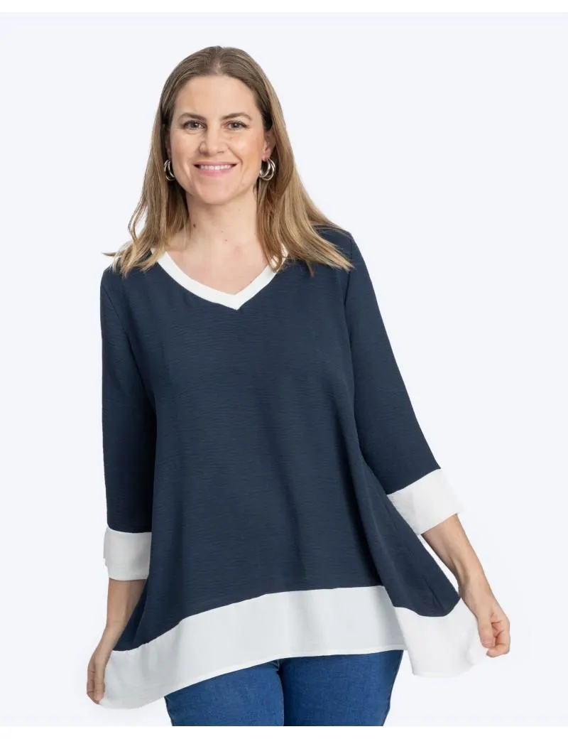 Blusón Crep Evasé Bicolor