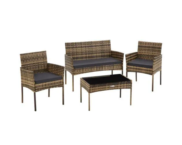 Conjunto de jardín de ratán palese para 4 personas, beige