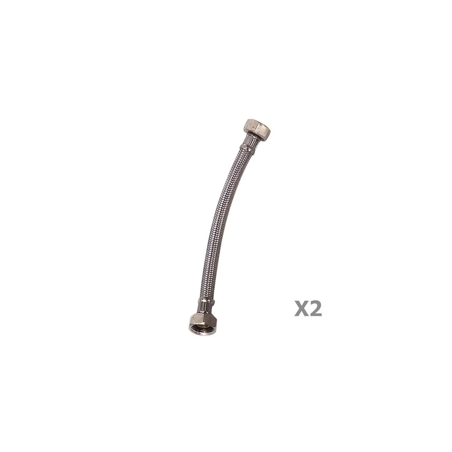 Latiguillo Inoxidable Hembra 3/8 - Hembra 3/8 250 mm. 2 Piezas