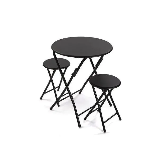 Juego de Mesa Fija de 60 cm y 2 Sillas en Color Negro 21810048