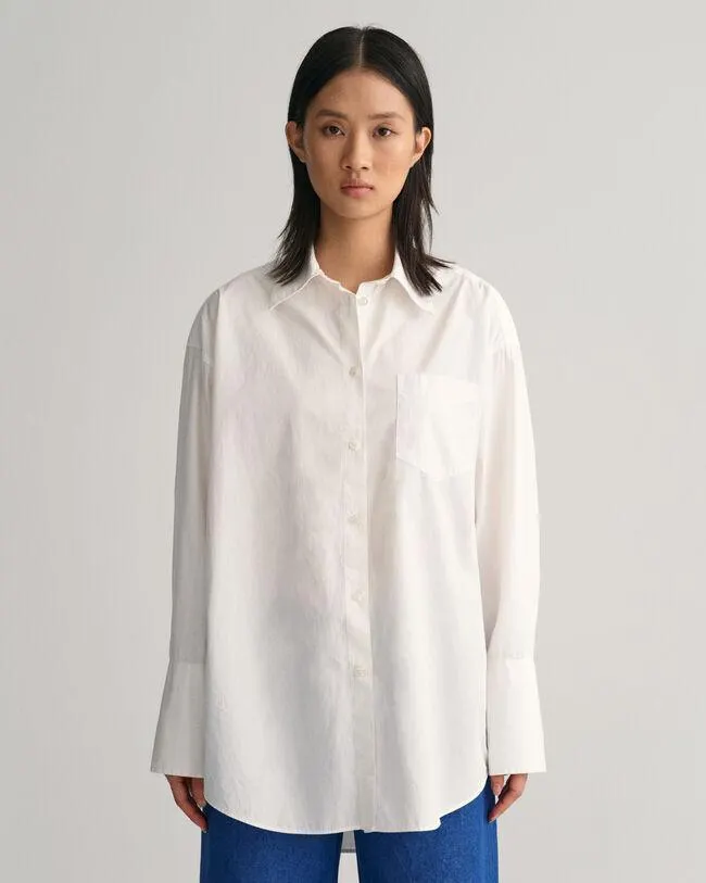 Camisa extragrande de popelina con puños anchos
