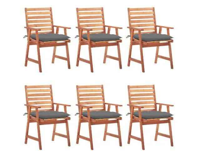Vidaxl sillas comedor de jardín y cojines 6 uds madera maciza acacia