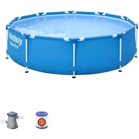 Piscina Desmontable Tubular BESTWAY Steel Pro 305x76 cm Depuradora de Cartucho de 1.249 litros/hora