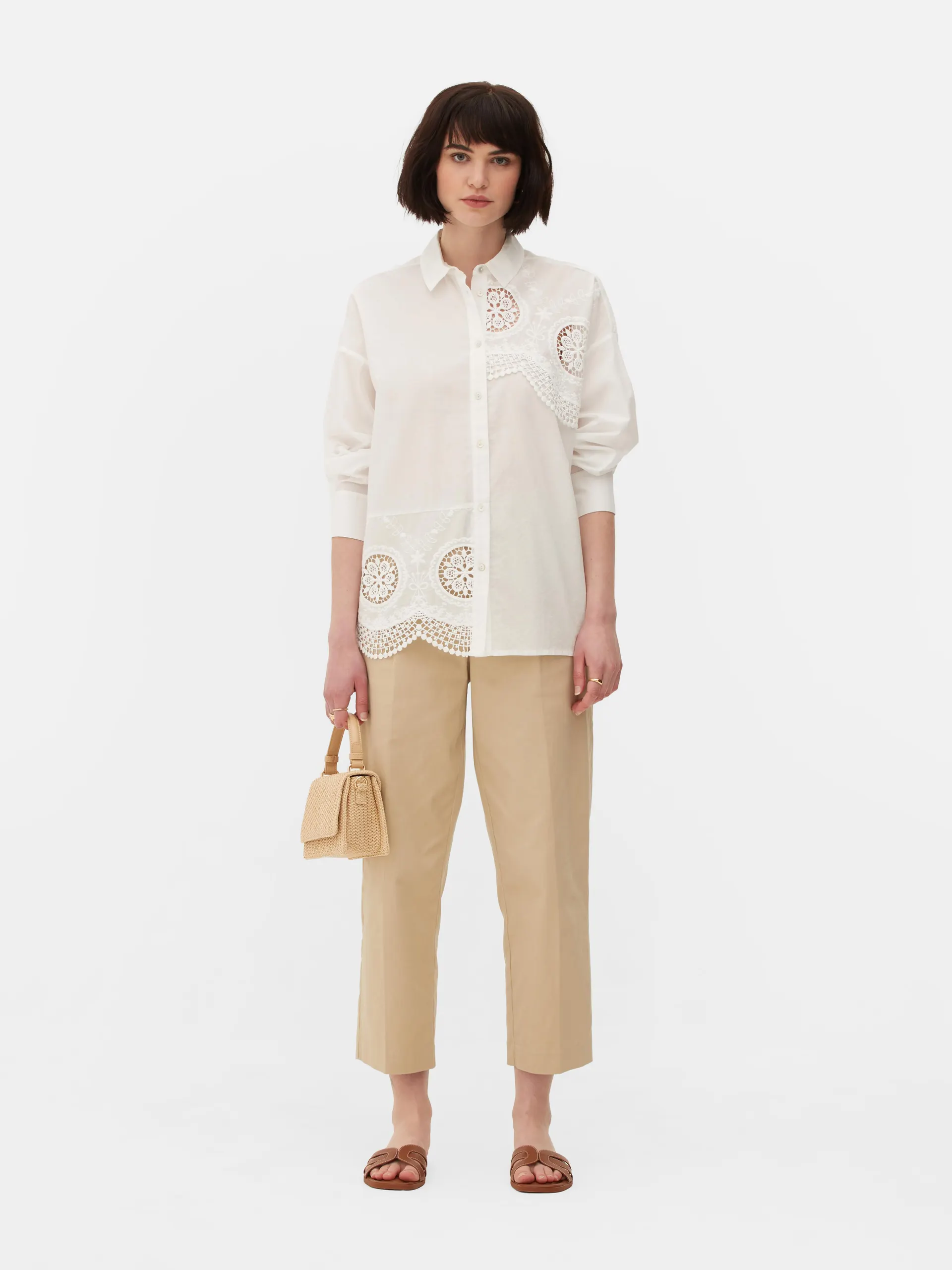 Camicia con cut-out all'uncinetto