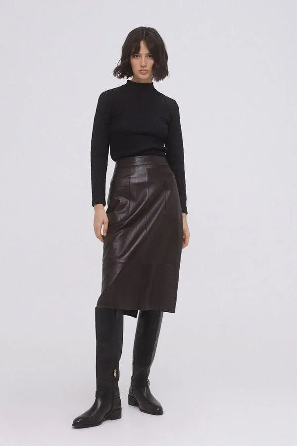 Camiseta cuello cisne manga larga