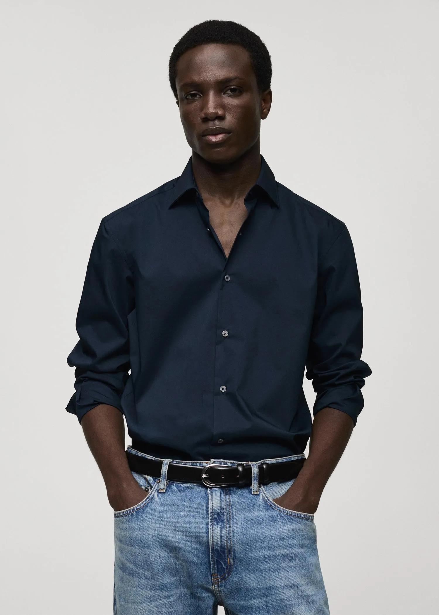 Camisa regular fit algodón stretch