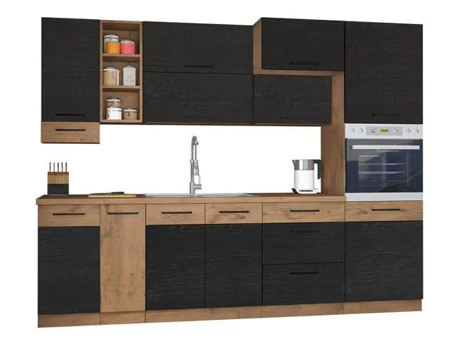 Conjunto de cocina Color 102, 270x57cm, Encimera, Aglomerado laminado, MDF