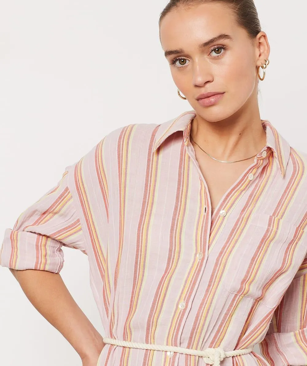 Vestido estampado rayas, algodón