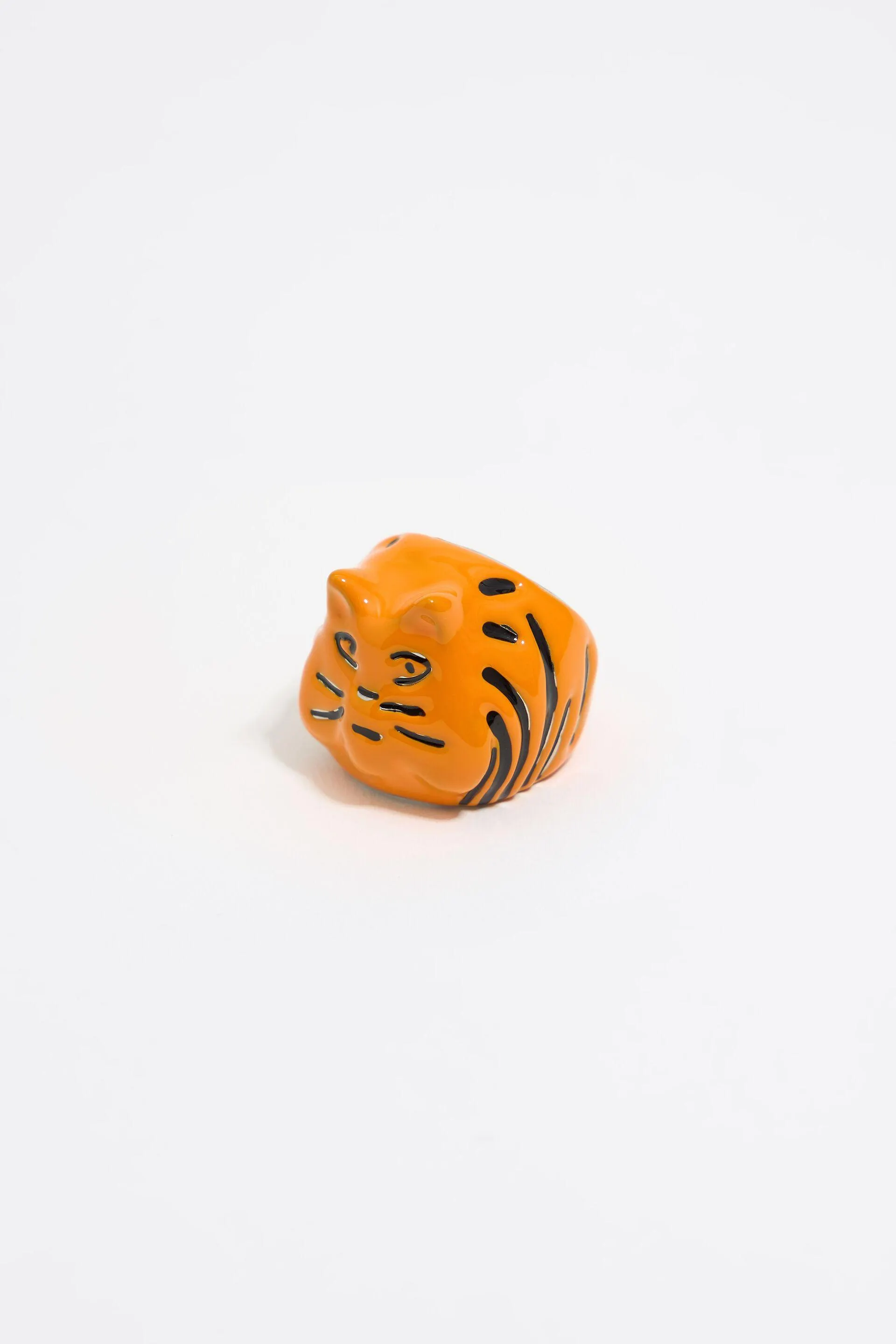 Anillo tigre esmaltado naranja