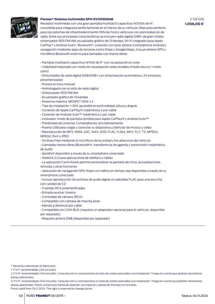 Catálogo de Ford de accesorios Transit Van 13 de noviembre al 13 de noviembre 2025 - Página 63