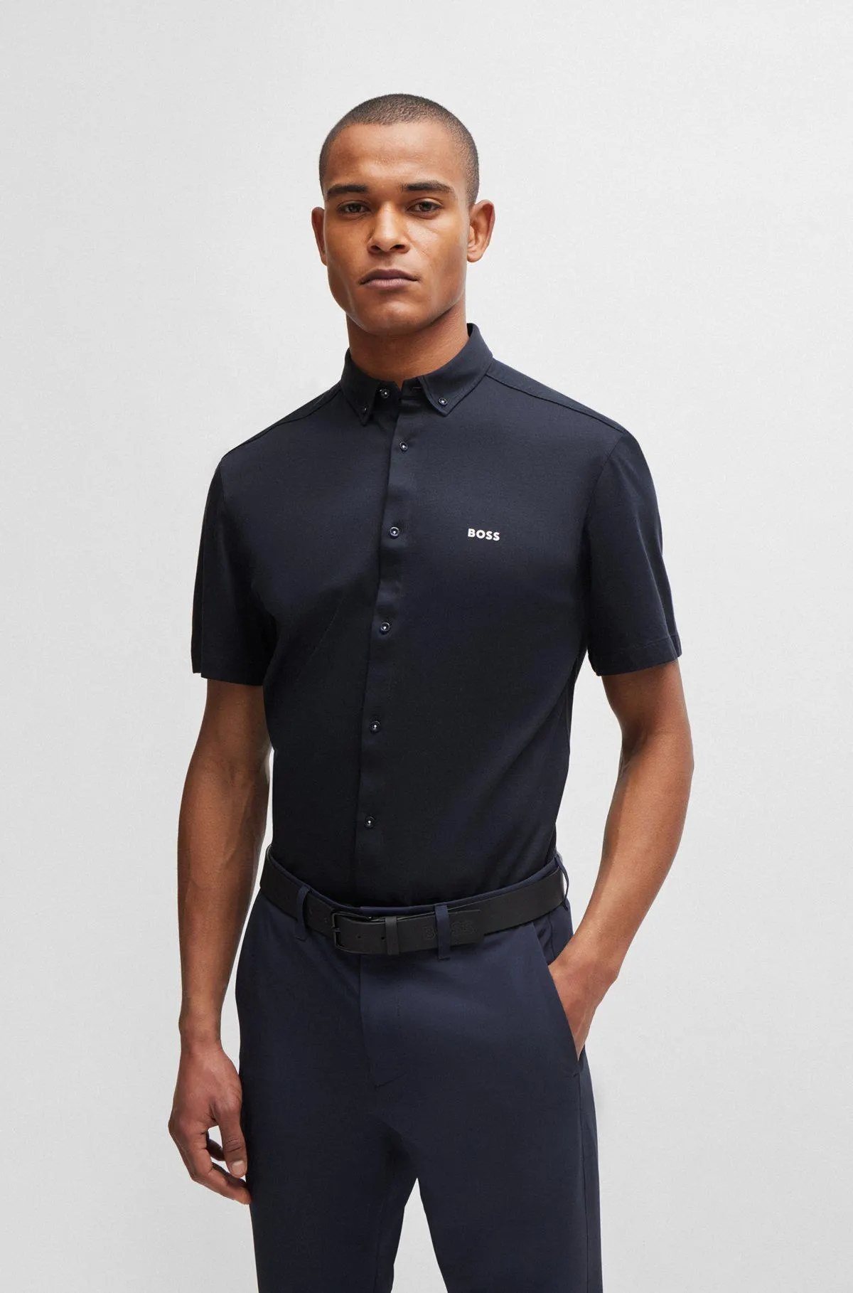 Camisa regular fit de punto piqué de algodón