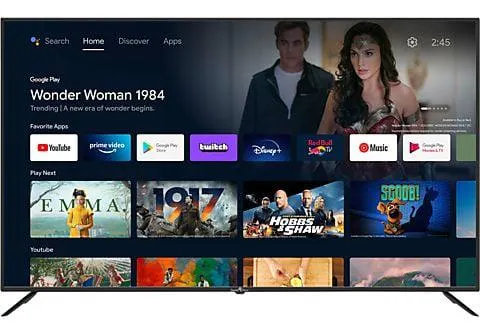 TV QLED Android TV 75" - 75QA20T1 SMART TECH, UHD 4K, Quad core, Smart TV, DVB-T2 (H.265)Sí, Negro