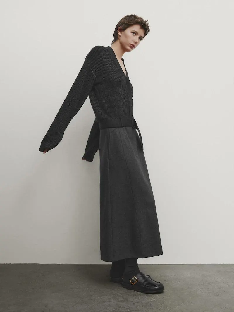 Cárdigan punto con lana detalle cinturón