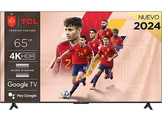 TV LED 65" - TCL 65P655, UHD 4K, Quad Core, Smart TV, Google TV, HDR, Brushed titanium metal front