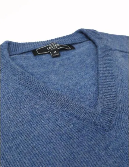 Jersey lana pico Azul medio