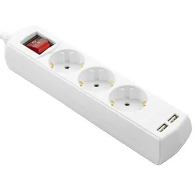BASE CON INTERRUPTOR GARZA 420006G 3 TOMAS + 2 USB