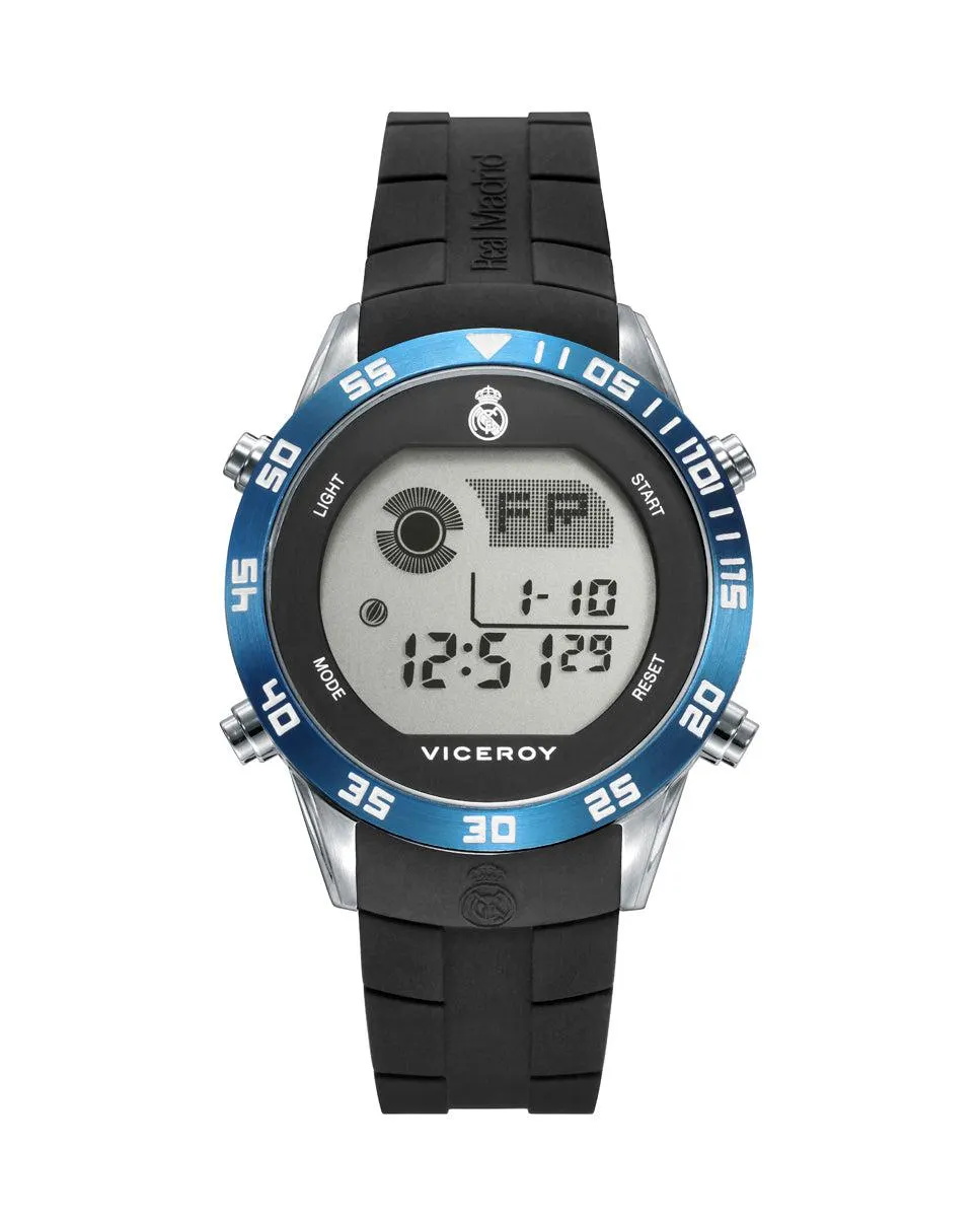 Reloj de niño Real Madrid digital de acero IP azul y correa de silicona negra