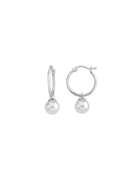 Pendientes de aro Anneau de 26mm en plata con perla
