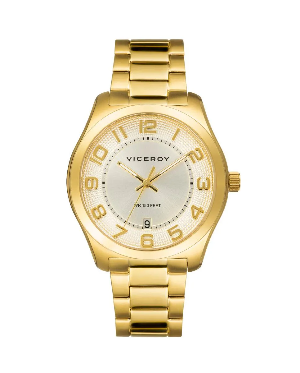 Reloj de hombre Grand 3 agujas de acero IP dorado