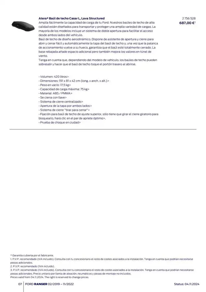 Catálogo de Ford de accesorios Ford Ranger 13 de noviembre al 13 de noviembre 2025 - Página 7