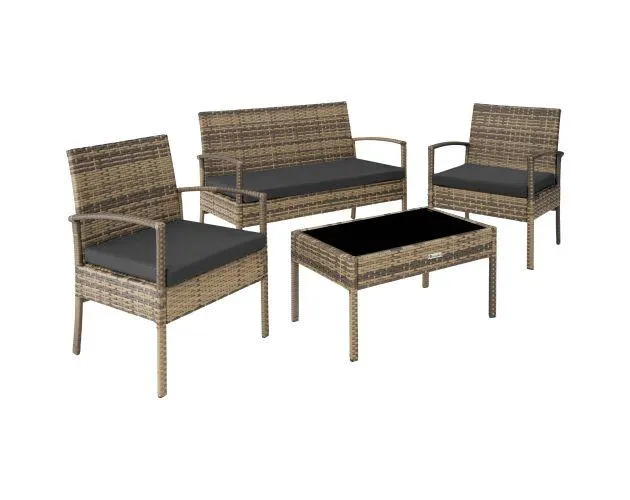 Conjunto de ratán esparta 3+1, beige