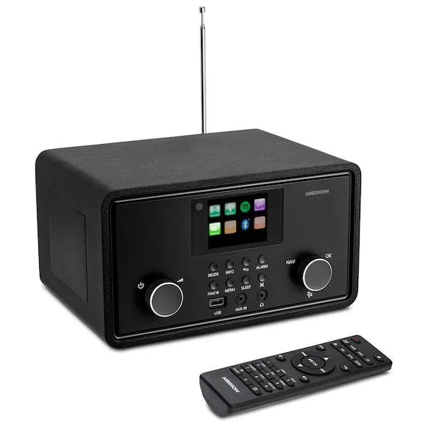 MEDION® LIFE® P85027 Stereo Internetradio, 7,1 cm (2,8'') TFT-Display, 25.000+ Internetradiosender & zahlreiche Podcasts, DAB+/UKW-Radio, Bluetooth®, Spotify®-Connect, WLAN, 2 x 10 W RMS