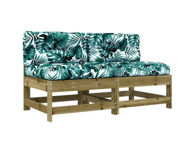 vidaXL sofás centrales con cojines 2 uds madera de pino impregnada