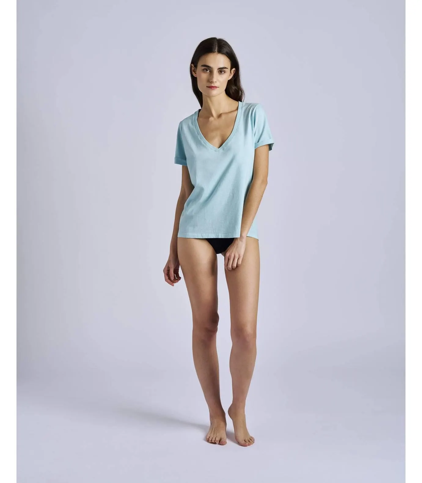 Camiseta de manga corta de punto color azul