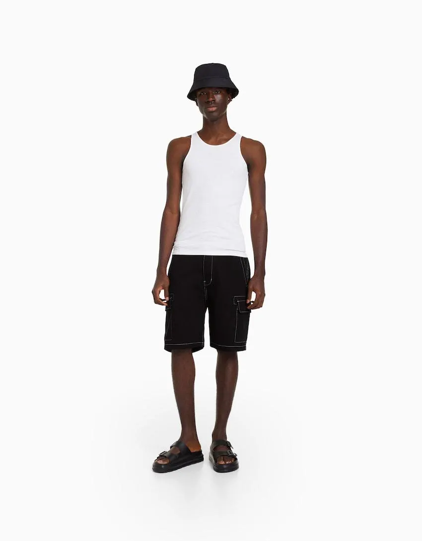 Contrast thread cargo Bermuda shorts