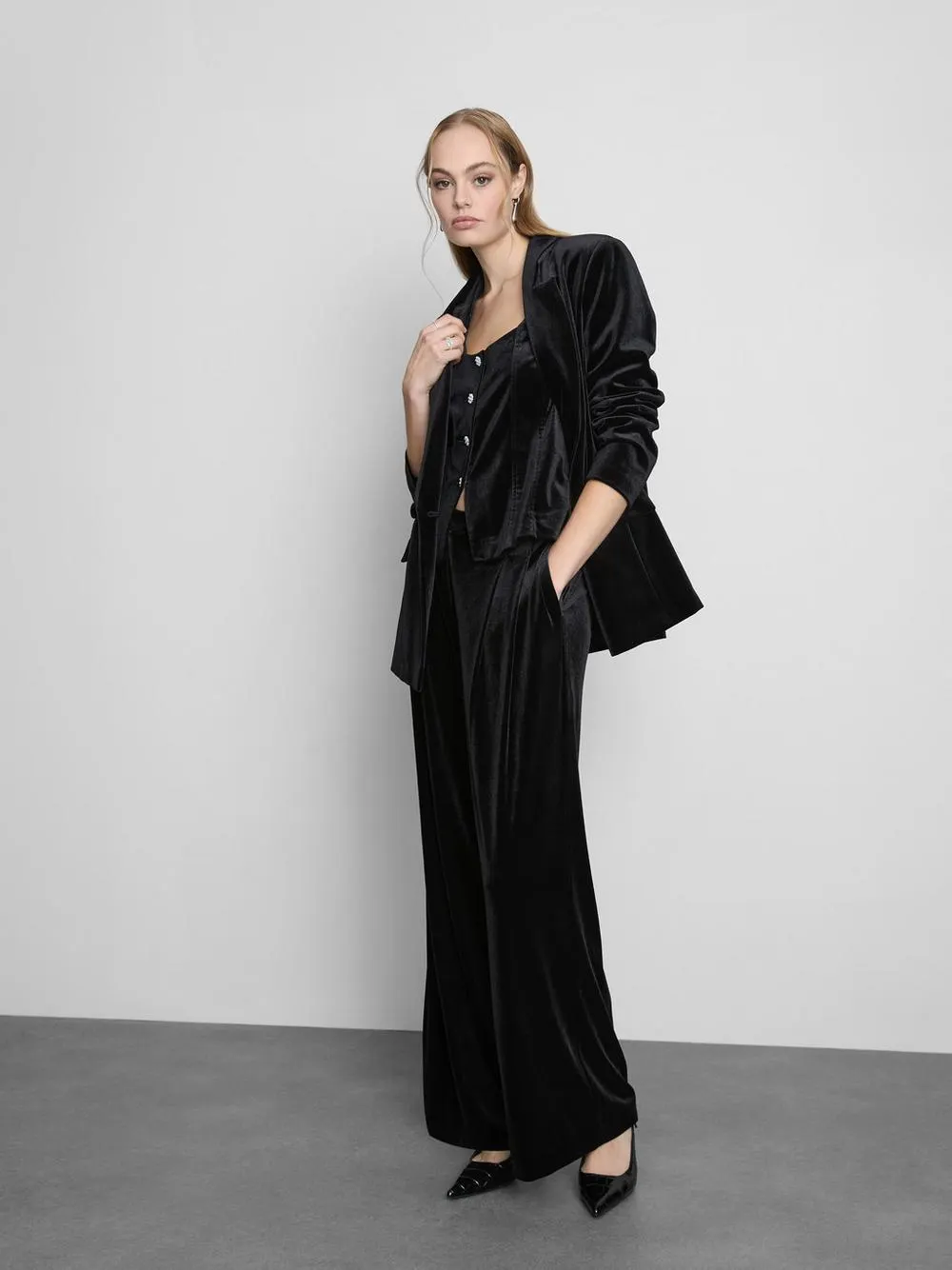 Americana de terciopelo de doble botonadura