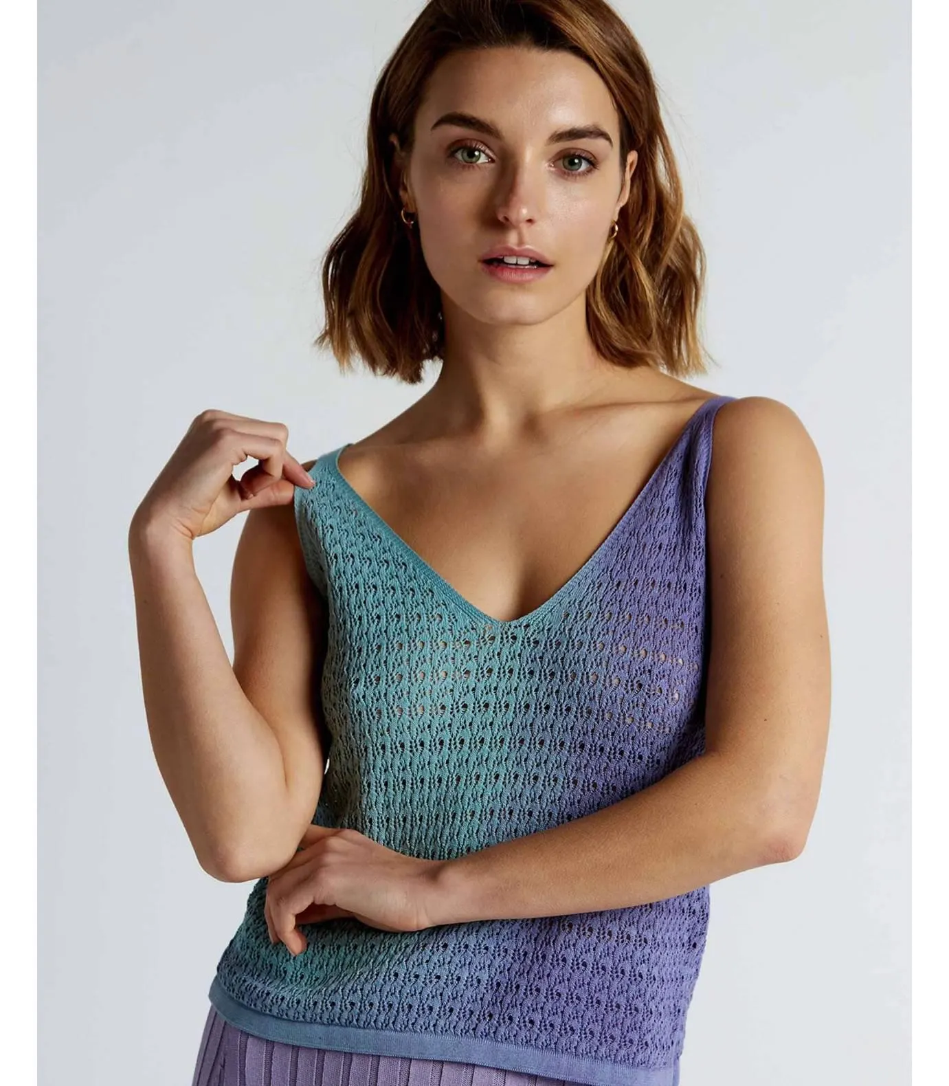 Top pointelle de tirantes color lavanda