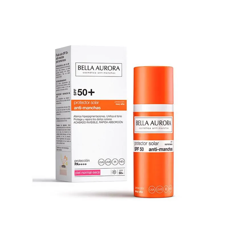 Protector solar antimanchas SPF50+. Piel normal-seca