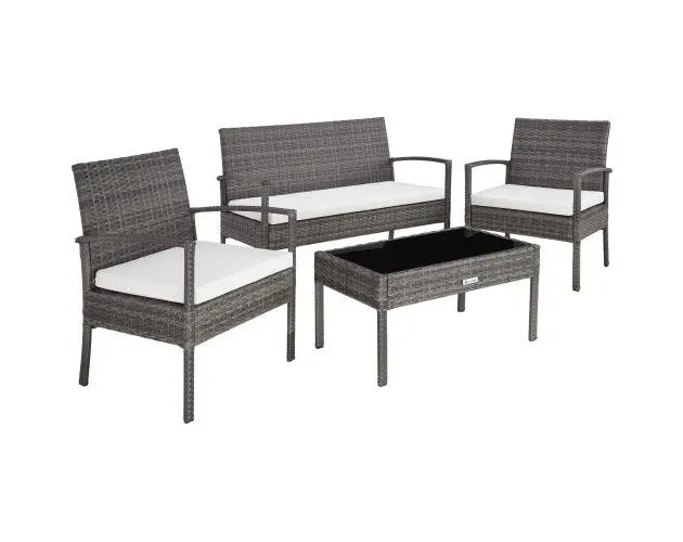 Conjunto de ratán esparta 3+1, gris