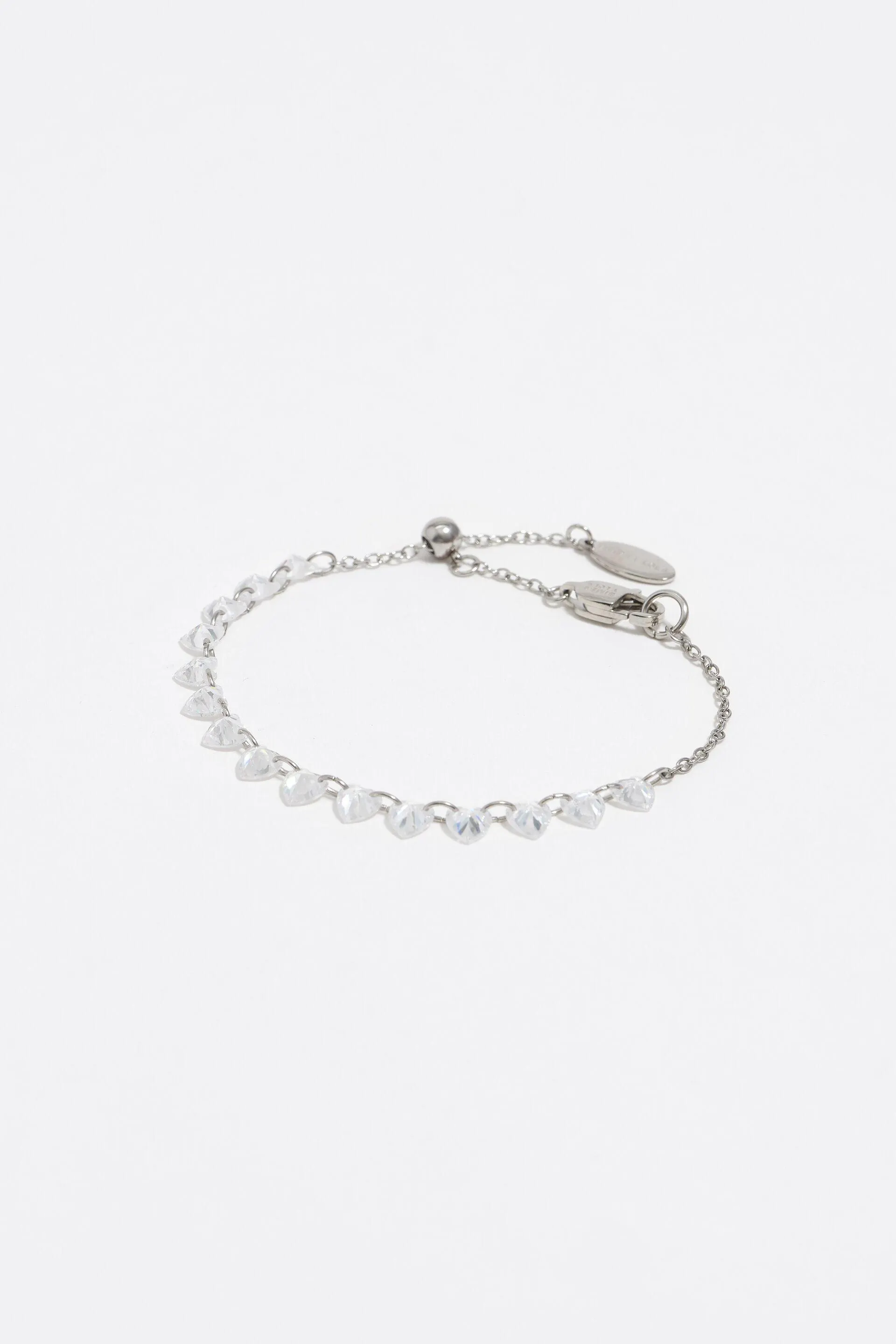 Pulsera corazones cristales plateada