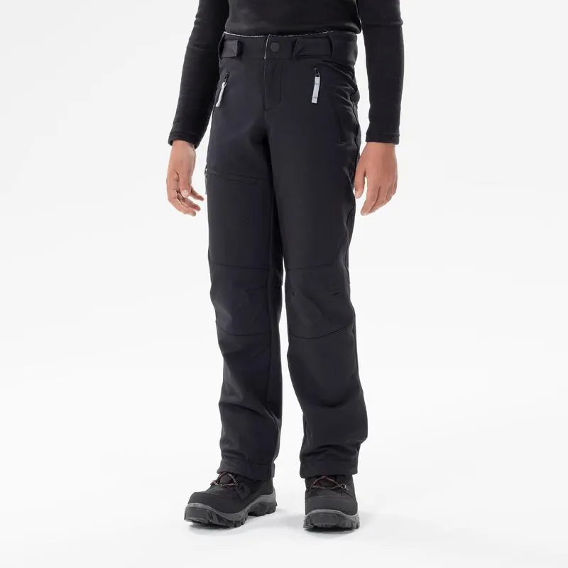 Pantalon Iarnă Călduros Hidrofob Drumeție SH500 Mountain Negru Băieți 7-15 ani