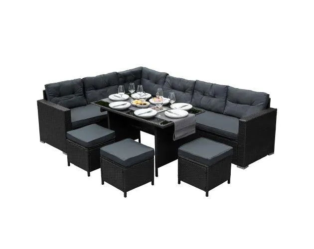 Set muebles de jardin esquinero de ratán