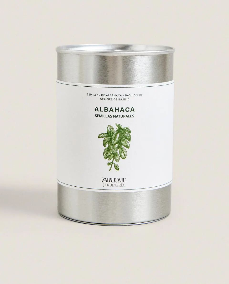 KIT LATA SEMILLAS AROMÁTICAS ALBAHACA JARDÍN