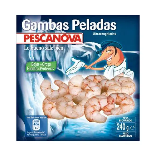 PESCANOVA Gambas peladas bajas en grasa PESCANOVA 240 g.