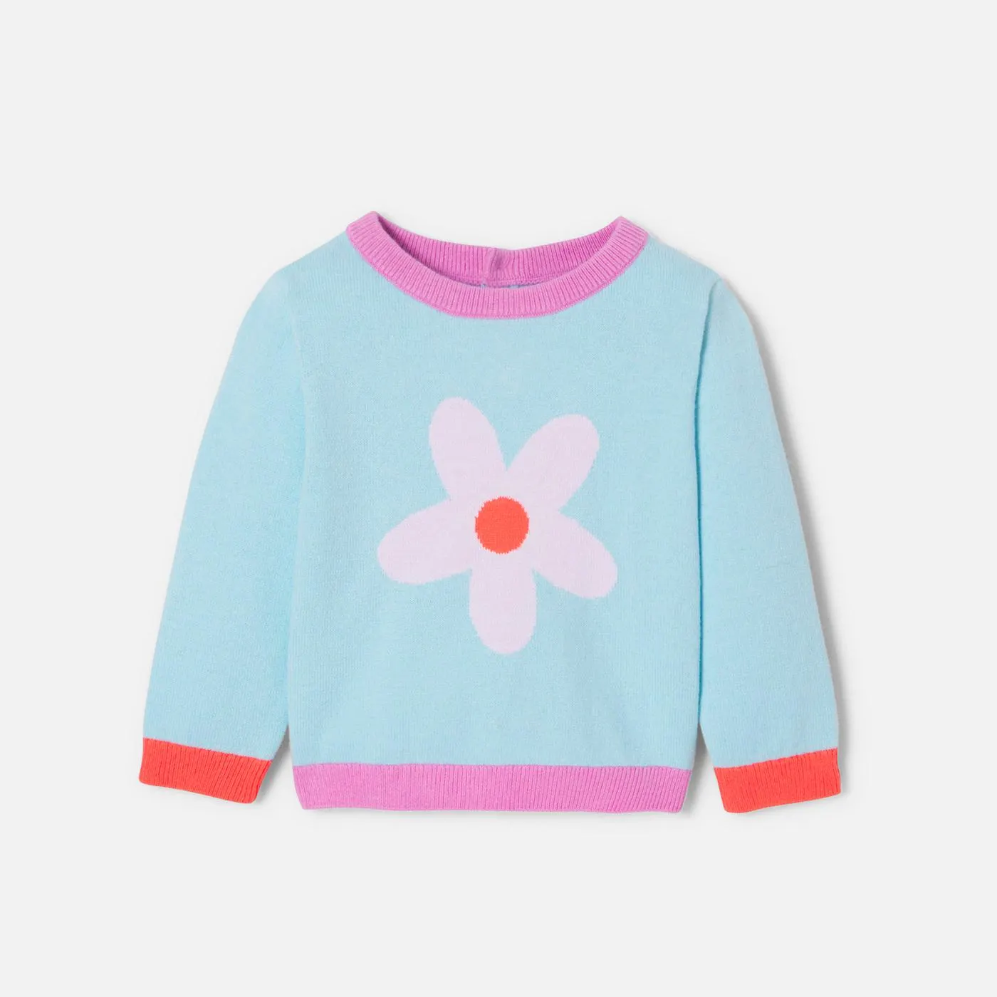 Jersey para bebé niña con flor de intarsia