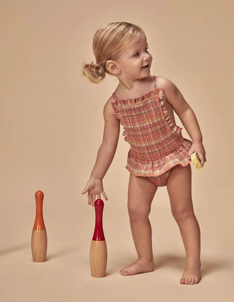 Bañador cuadros rosa