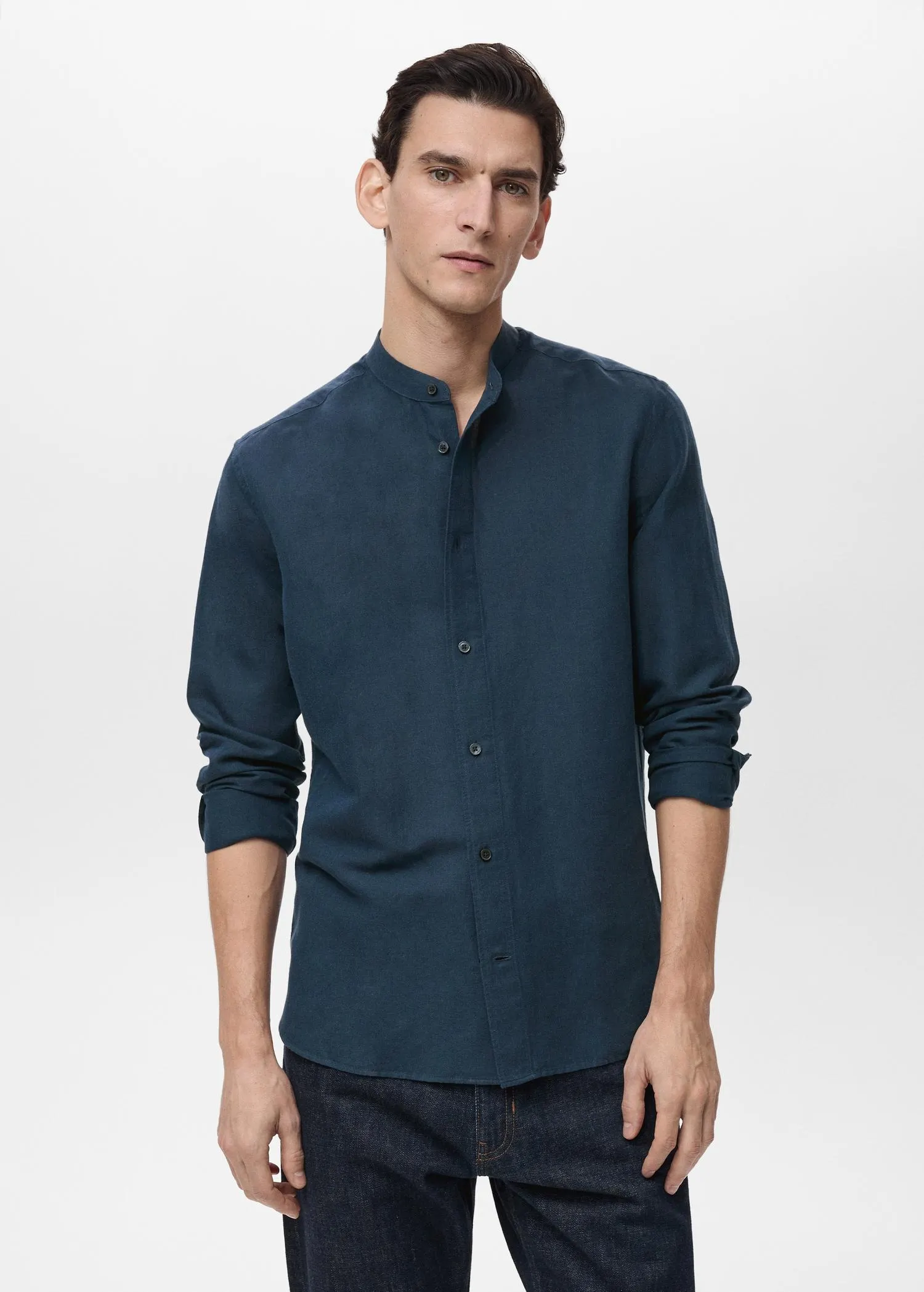 Camisa lino cuello mao