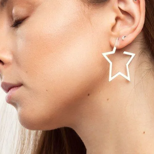 Pendientes maxi estrella plata