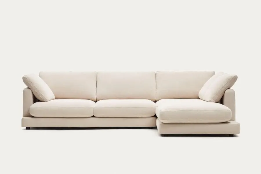 Sofá Gala 4 plazas con chaise longue derecho beige 300 cm